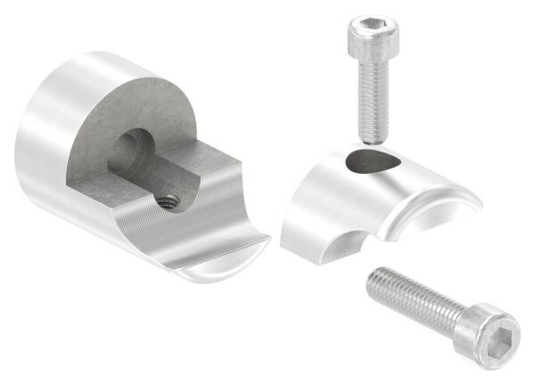 Halter für rundes Klemmprofil 18mm, Anschluss: gerade, Bef.-Schraube: M6x25, V2A
