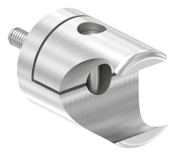 Halter für rundes Klemmprofil 27mm, Anschluss: gerade, Bef.-Schraube: M6x25, V2A