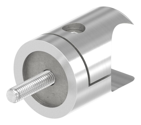 Halter für rundes Klemmprofil 27mm, Anschluss: gerade, Bef.-Schraube: M6x25, V2A