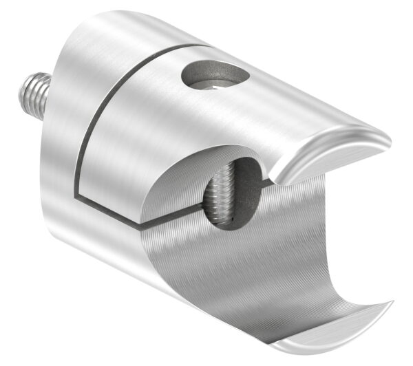 Halter für rundes Klemmprofil 27mm, Anschluss: 42,4mm, Bef.-Schraube: M6x25, V2A