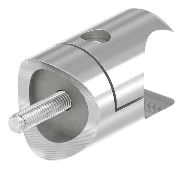 Halter für rundes Klemmprofil 27mm, Anschluss: 42,4mm, Bef.-Schraube: M6x25, V2A