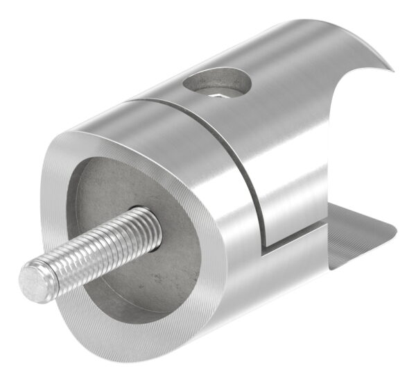Halter für rundes Klemmprofil 27mm, Anschluss: 48,3mm, Bef.-Schraube: M6x25, V2A