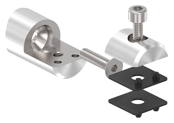 Blechhalter, Ø 25mm, Anschluss: 42,4mm, für Blechstärken: 1,5 - 4mm, Bef.-Schraube: M6x25, V2A
