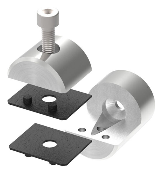 Blechhalter, Ø 32mm, Anschluss: gerade, für Blechstärken: 1,5 - 4mm, Bef.-Schraube: M6x25, V2A