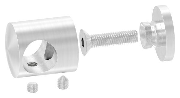 Querstabhalter für geraden Anschluss, mit 16,2mm Bohrung, inkl. Maden- und Befestigungsschrauben, V2A
