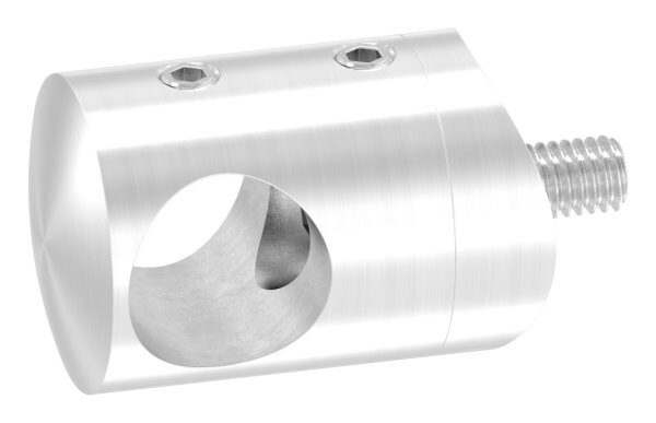 Querstabhalter für 42,4mm Rohr, mit 16,2mm Bohrung, inkl. Maden- und Befestigungsschrauben, V2A