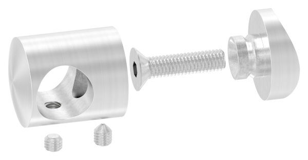 Querstabhalter für 42,4mm Rohr, mit 16,2mm Bohrung, inkl. Maden- und Befestigungsschrauben, V2A