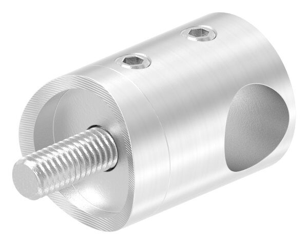 Querstabhalter für 48,3mm Rohr, mit 14,2mm Bohrung, inkl. Maden- und Befestigungsschrauben, V2A