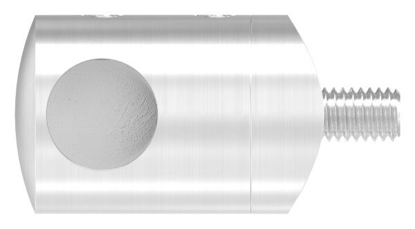 Querstabhalter als Endteil für 42,4mm Rohr, mit Sackloch links 12,2mm, inkl. Maden- und Befestigungsschrauben, V2A