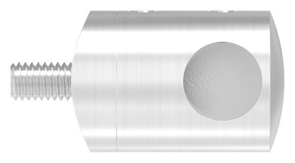 Querstabhalter als Endteil für 42,4mm Rohr, mit Sackloch rechts 12,2mm, inkl. Maden- und Befestigungsschrauben, V2A