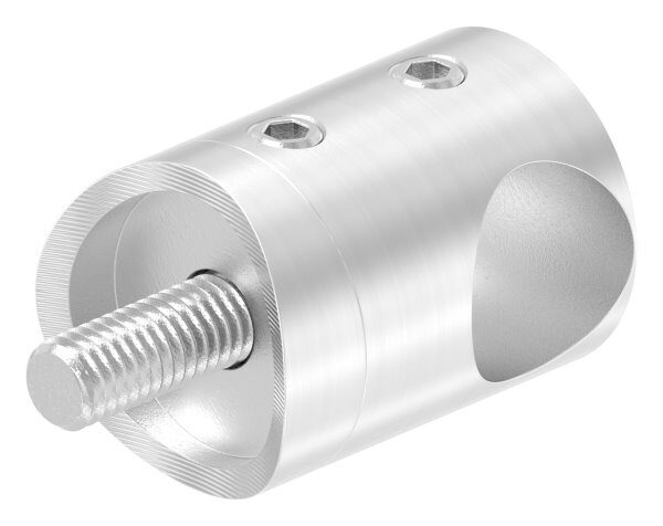 Querstabhalter für 42,4mm Rohr, mit 14,2mm Bohrung, inkl. Maden- und Befestigungsschrauben, V2A
