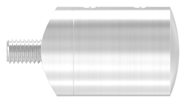 Querstabhalter als Endteil für 33,7mm Rohr, mit Sackloch links 12,2mm, inkl. Maden- und Befestigungsschrauben, V2A