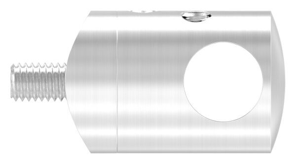 Querstabhalter zum Stoßen von 2 Rundeisen, für 33,7mm Rohr, mit 12,2mm Bohrung, inkl. Maden- und Befestigungsschrauben, V2A