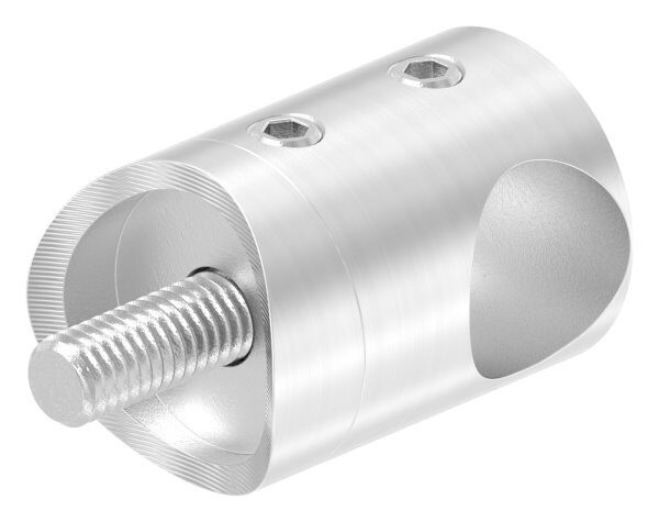 Querstabhalter für 33,7mm Rohr, mit 14,2mm Bohrung, inkl. Maden- und Befestigungsschrauben, V2A