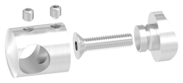 Querstabhalter für 33,7mm Rohr, mit 14,2mm Bohrung, inkl. Maden- und Befestigungsschrauben, V2A