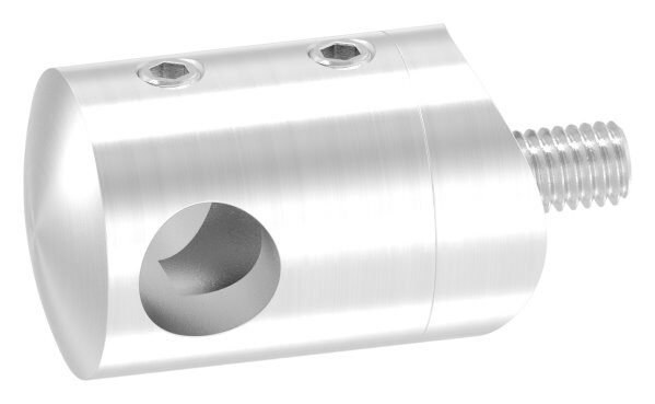 Querstabhalter für 33,7mm Rohr, mit 10,2mm Bohrung, inkl. Maden- und Befestigungsschrauben, V2A
