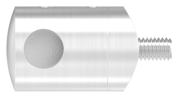 Querstabhalter als Endteil für 33,7mm Rohr, mit Sackloch links 10,2mm, inkl. Maden- und Befestigungsschrauben, V2A