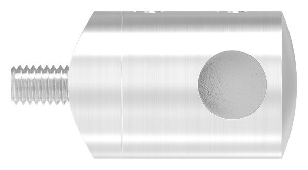 Querstabhalter als Endteil für 33,7mm Rohr, mit Sackloch rechts 10,2mm, inkl. Maden- und Befestigungsschrauben, V2A
