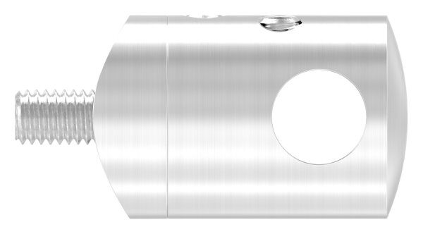 Querstabhalter zum Stoßen von 2 Rundeisen, für 33,7mm Rohr, mit 10,2mm Bohrung, inkl. Maden- und Befestigungsschrauben, V2A