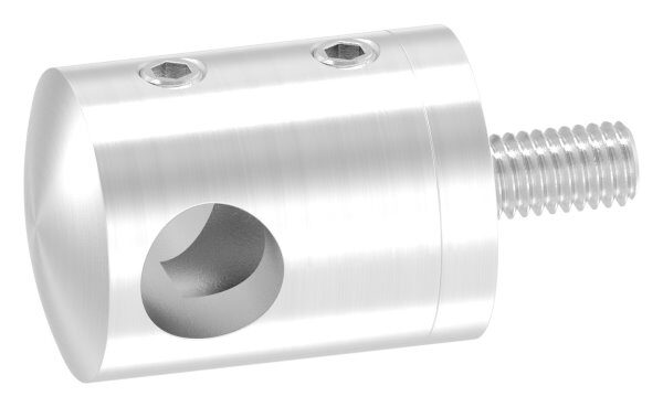 Querstabhalter  für geraden Anschluss, mit 10,2mm Bohrung, inkl. Maden- und Befestigungsschrauben, V2A
