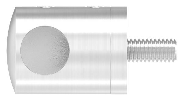 Querstabhalter als Endteil  für geraden Anschluss, mit Sackloch links 12,2mm, inkl. Maden- und Befestigungsschrauben, V2A