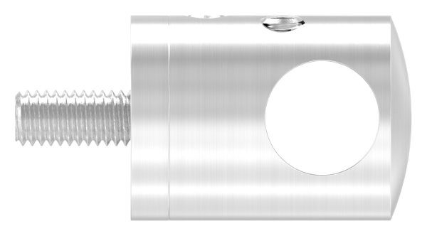 Querstabhalter zum Stoßen von 2 Rundeisen, für geraden Anschluss, mit 12,2mm Bohrung, inkl. Maden- und Befestigungsschrauben, V2A