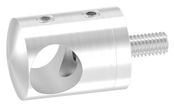 Querstabhalter  für geraden Anschluss, mit 14,2mm Bohrung, inkl. Maden- und Befestigungsschrauben, V2A