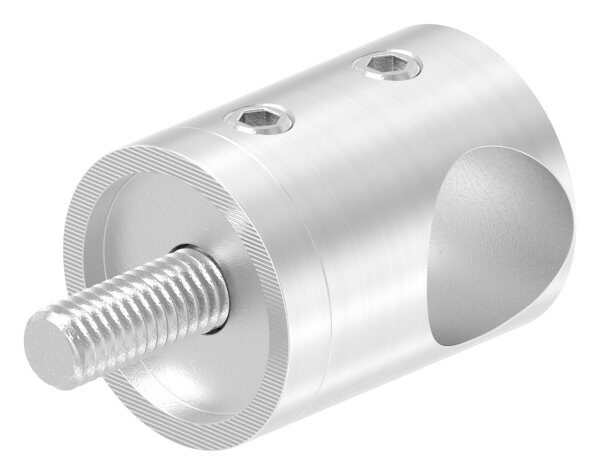 Querstabhalter  für geraden Anschluss, mit 14,2mm Bohrung, inkl. Maden- und Befestigungsschrauben, V2A