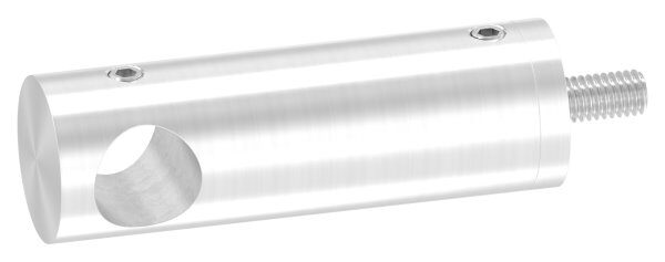 Querstabhalter verlängert, mit Durchgangsbohrung für geraden Anschluss, 14,2mm Bohrung, inkl. Maden- und Befestigungsschrauben, V2A