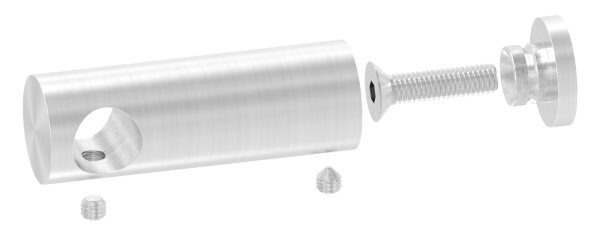 Querstabhalter verlängert, mit Durchgangsbohrung für geraden Anschluss, 14,2mm Bohrung, inkl. Maden- und Befestigungsschrauben, V2A
