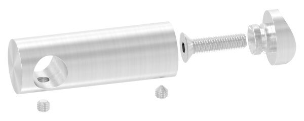 Querstabhalter verlängert, mit Durchgangsbohrung für 33,7mm Rohr, 14,2mm Bohrung, inkl. Maden- und Befestigungsschrauben, V2A