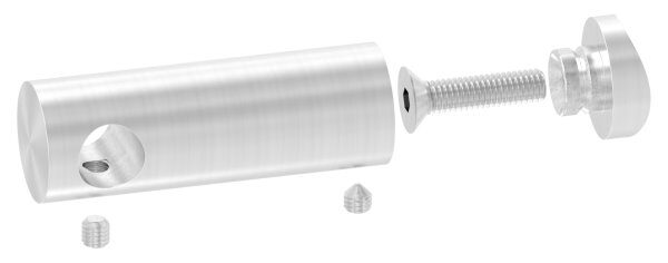 Querstabhalter verlängert, mit Durchgangsbohrung für 42,4mm Rohr, 12,2mm Bohrung, inkl. Maden- und Befestigungsschrauben, V2A