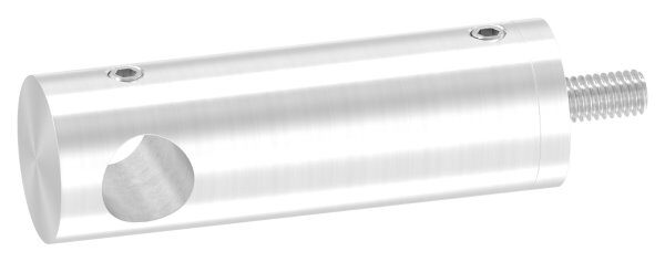 Querstabhalter verlängert, mit Durchgangsbohrung für geraden Anschluss, 12,2mm Bohrung, inkl. Maden- und Befestigungsschrauben, V2A