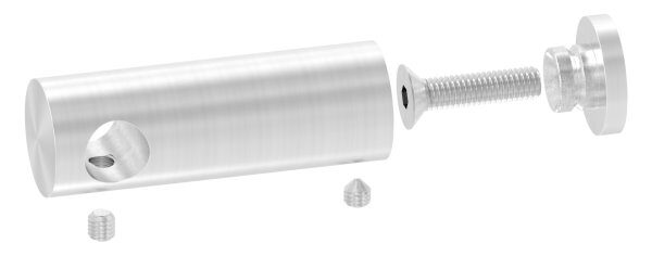Querstabhalter verlängert, mit Durchgangsbohrung für geraden Anschluss, 12,2mm Bohrung, inkl. Maden- und Befestigungsschrauben, V2A