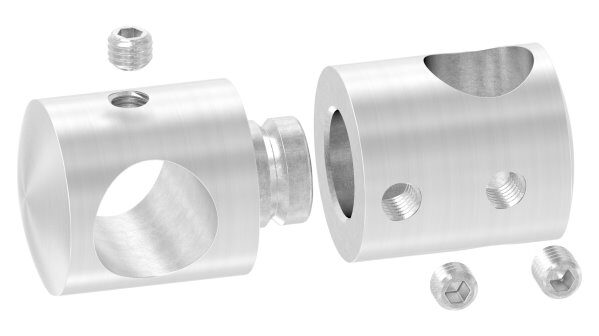 Doppelquerstabhalter für Befestigung von Füllstäben mit 12,2 und 14,2mm Bohrung, inkl. Madenschraube, V2A