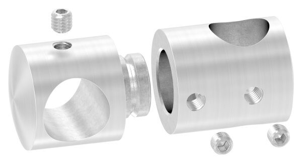 Doppelquerstabhalter für Befestigung von Füllstäben mit 14,2 und 14,2mm Bohrung, inkl. Madenschraube, V2A