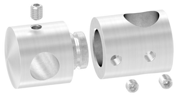 Doppelquerstabhalter für Befestigung von Füllstäben mit 16,2 und 12,2mm Bohrung, inkl. Madenschraube, V2A