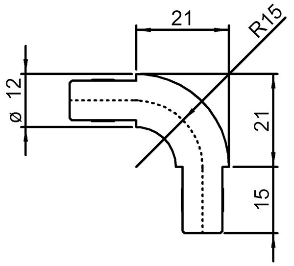 Rohrverbinder 90° zum Einkleben der Rohre, geschliffen K240, für Rohr 12,0x1,5mm, V2A