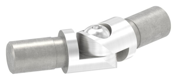 Rohrverbinder mit Gelenk zum Einkleben der Rohre, geschliffen K240, für Rohr 12,0x1,5mm, verstellbar 0-100°, V2A