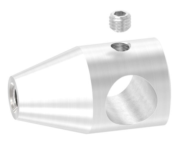 Querstabhalter aus einem Stück mit Gewinde M6, Bohrung 12,2mm, inkl. Madenschraube, V2A