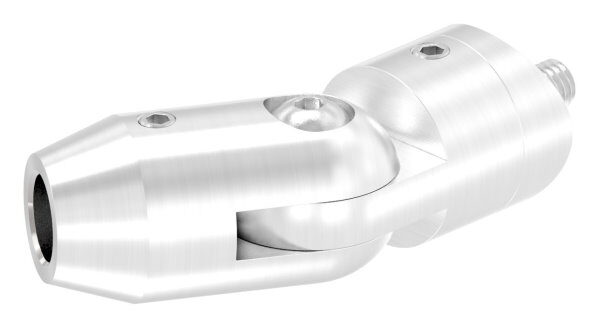Querstabhalter mit Gelenk (zum Stoßen von vorne) für 33,7mm Rohr, mit 10,2mm Bohrung, inkl. Maden- und Befestigungsschrauben, V2A