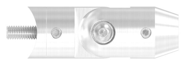 Querstabhalter mit Gelenk (zum Stoßen von vorne) für 33,7mm Rohr, mit 10,2mm Bohrung, inkl. Maden- und Befestigungsschrauben, V2A
