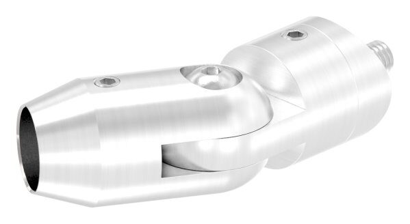 Querstabhalter mit Gelenk (zum Stoßen von vorne) für 33,7mm Rohr, mit 14,2mm Bohrung, inkl. Maden- und Befestigungsschrauben, V2A