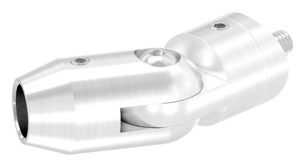 Querstabhalter mit Gelenk (zum Stoßen von vorne) für 42,4mm Rohr, mit 12,2mm Bohrung, inkl. Maden- und Befestigungsschrauben, V2A