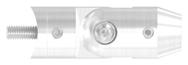 Querstabhalter mit Gelenk (zum Stoßen von vorne) für 42,4mm Rohr, mit 12,2mm Bohrung, inkl. Maden- und Befestigungsschrauben, V2A