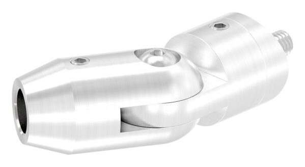 Querstabhalter mit Gelenk (zum Stoßen von vorne) für 42,4mm Rohr, mit 10,2mm Bohrung, inkl. Maden- und Befestigungsschrauben, V2A
