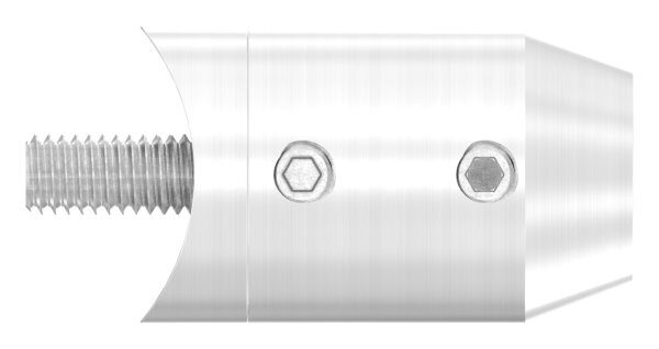 Querstabhalter (zum Stoßen vorne)für 33,7mm Rohr, Bohrung 12,2mm, zur senk- oder waagerechten Montage, inkl. Maden- und Befestigungsschrauben, V2A
