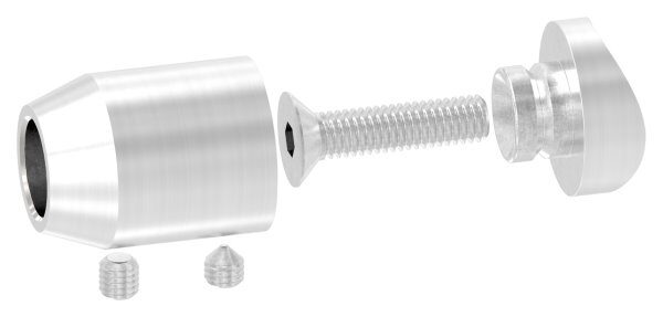 Querstabhalter (zum Stoßen vorne)für 33,7mm Rohr, Bohrung 12,2mm, zur senk- oder waagerechten Montage, inkl. Maden- und Befestigungsschrauben, V2A