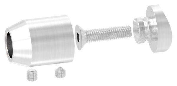 Querstabhalter (zum Stoßen vorne)für 42,4mm Rohr, Bohrung 12,2mm, zur senk- oder waagerechten Montage, inkl. Maden- und Befestigungsschrauben, V2A