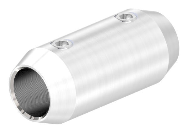 Stabverbinder für 10mm Rund, L: 36mm, Ø 16mm, mit 2 Madenschrauben, V2A